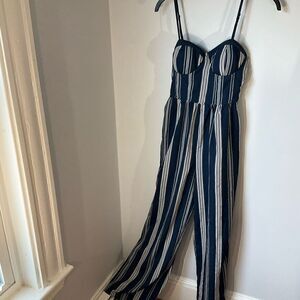 Band of Gypsies Bustier Jumpsuit! Size Small, Navy and White